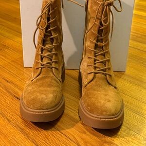 Vince Tan Suede Lace-Up (side zip) Women's Boots